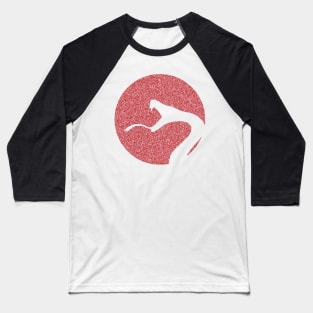 Distressed Minimalistic Sun Snake Silhouette Red Baseball T-Shirt